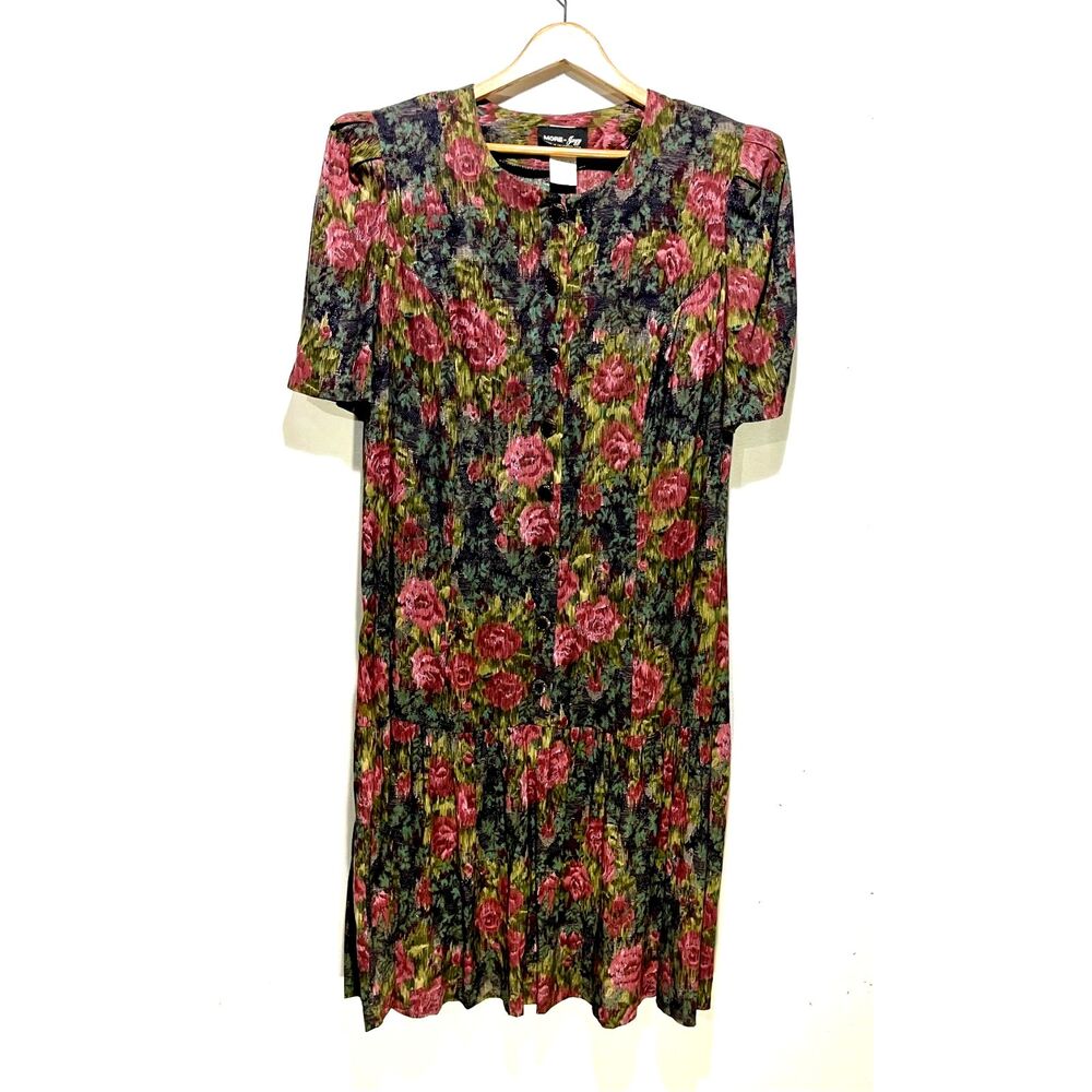 VTG More Jazz dress USA california dropped waist 80's dark romantic fall women20